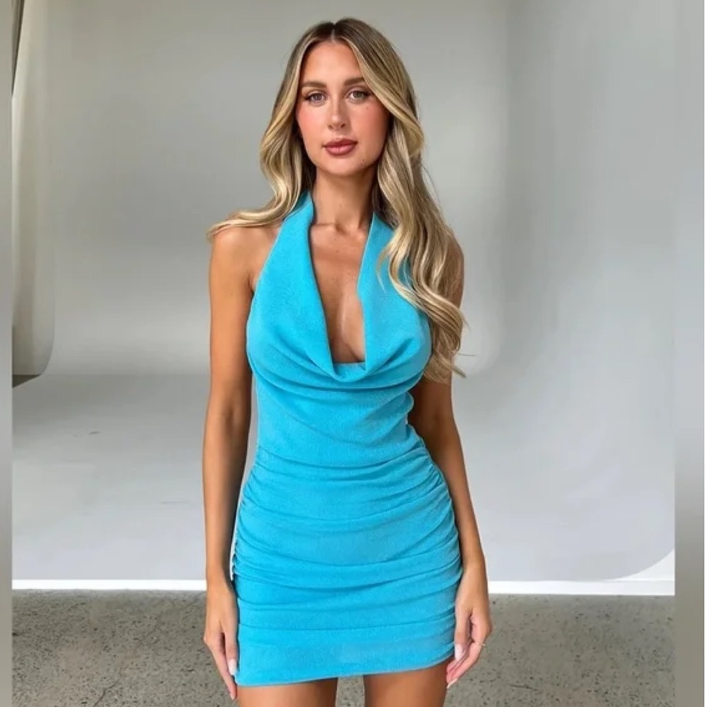 Aria Blue Shimmer Mini Dress - Tiger Mist
